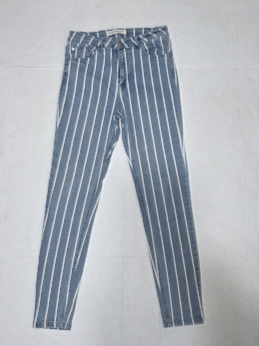 Stradivarius Super High Waist Vertical Stripe Denim Skinny Jeans
